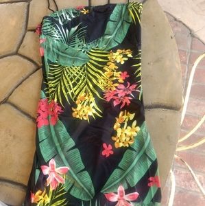 Tropical Floral Print Spaghetti Strap Dress